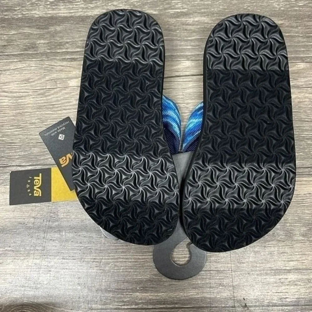 Teva Mush II Flip Flop Sandals 1093656C-K Waves Mood Indigo Blue Kids 11 NWT